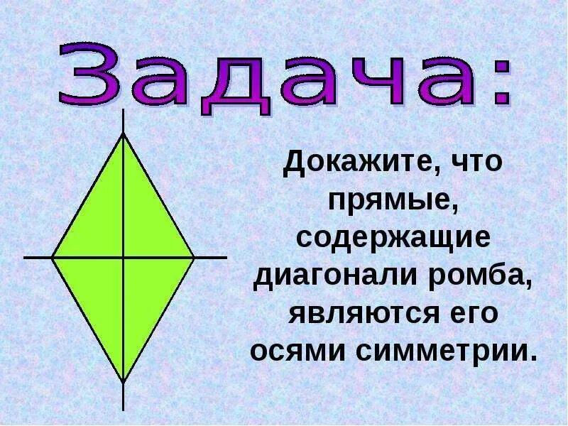 Диагональ квадрата является его осью симметрии. Ось симметрии ромба. ось и центр симметрии. осевая и центральная симметрия. ось симметрии это в геометрии.
