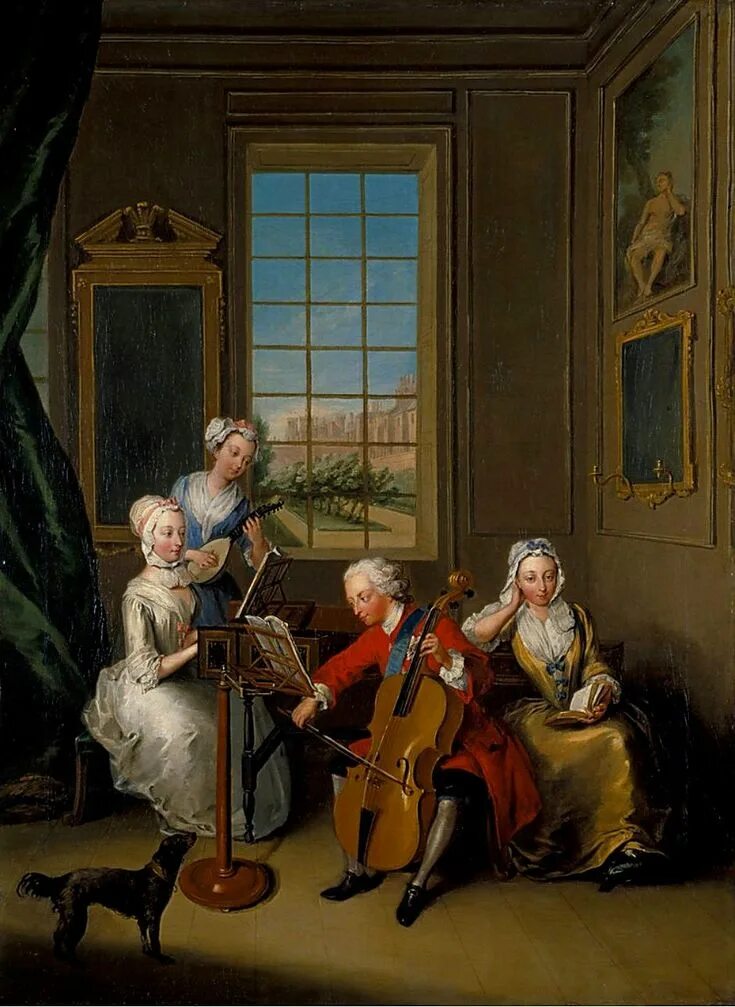 Аристократическая музыка 18 го века. Philippe Mercier (British, 1689–1760) осязание.