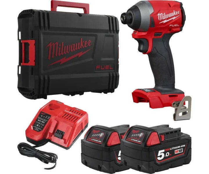 Шуруповерт аккумуляторный 2 аккумулятора купить. Винтоверт Milwaukee m18 fid2-502x. Аккумуляторный импульсный винтоверт Milwaukee m18 fuel fid2-502x. Гайковёрт аккумуляторный Milwaukee m18. Шуруповёрт Milwaukee m18 fuel.