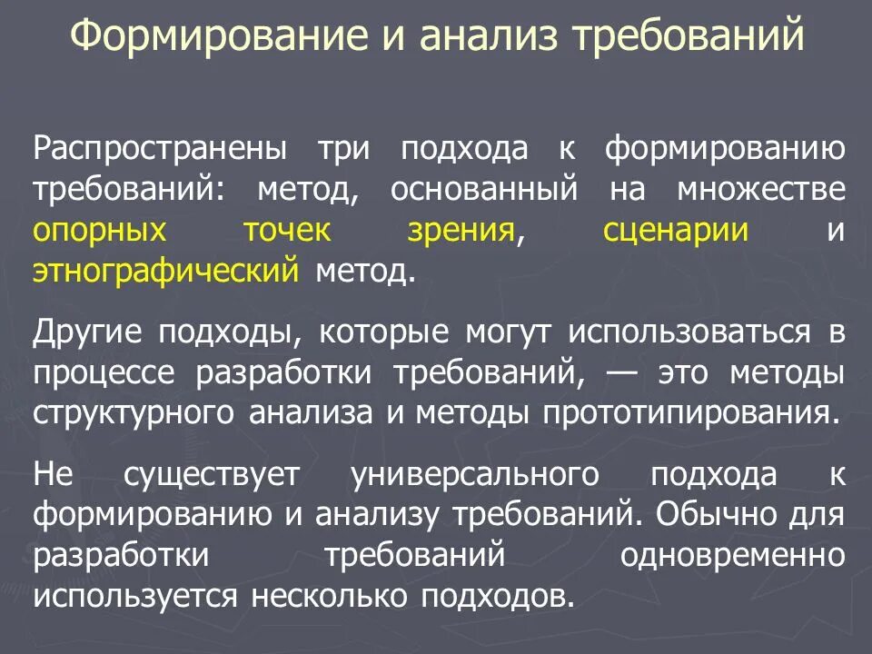 Анализ методов формирования