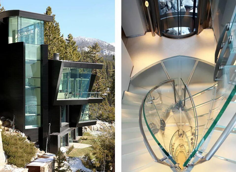 Кристальный дом. Дома из стекла и бетона. Стеклянный лифт в доме. Невада в дизайне.