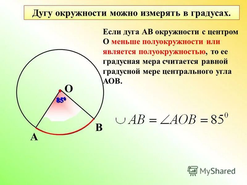 Сколько градусов дуга