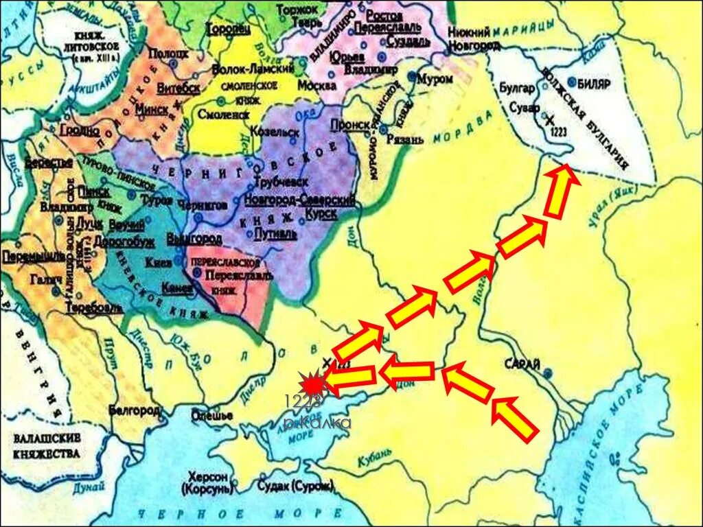 Р калка. Калка 1223 карта. битва на калке на карте древней руси. река калка на карте древней руси 13 век. река калка на карте 13 века.