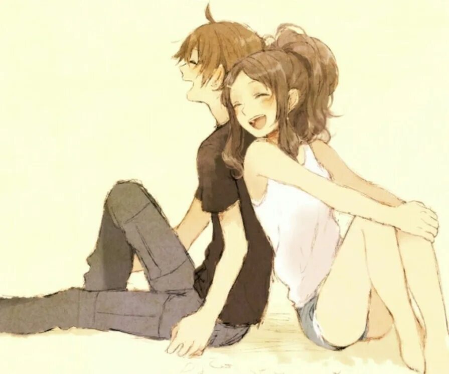 Девушка и сестра парня. Милые арты парень и девушка.