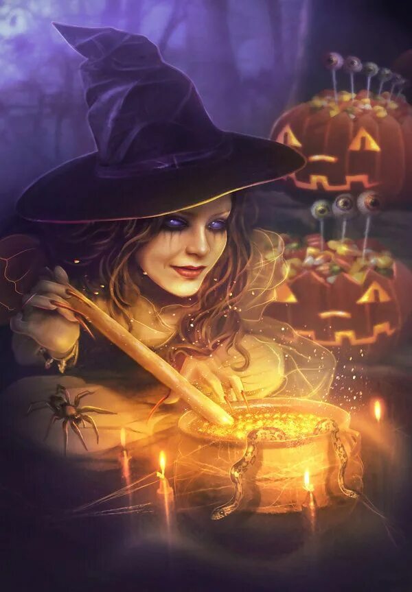 Про добрых ведьм. Молодая ведьма. Ведьма на Хэллоуин. Красивая ведьма. Колдунья.