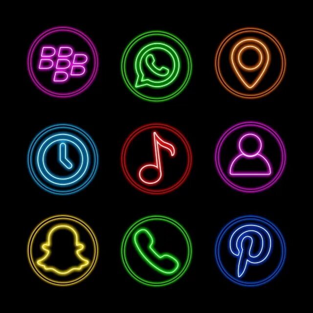 Neon icons. Неоновые значки. Неоновые иконки. Значки в неоновом стиле. Неоновые иконки соц сетей.