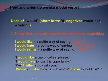 Translate into english using the modal verbs
