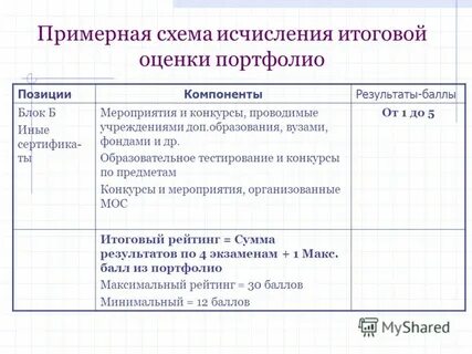 Портфолио баллы