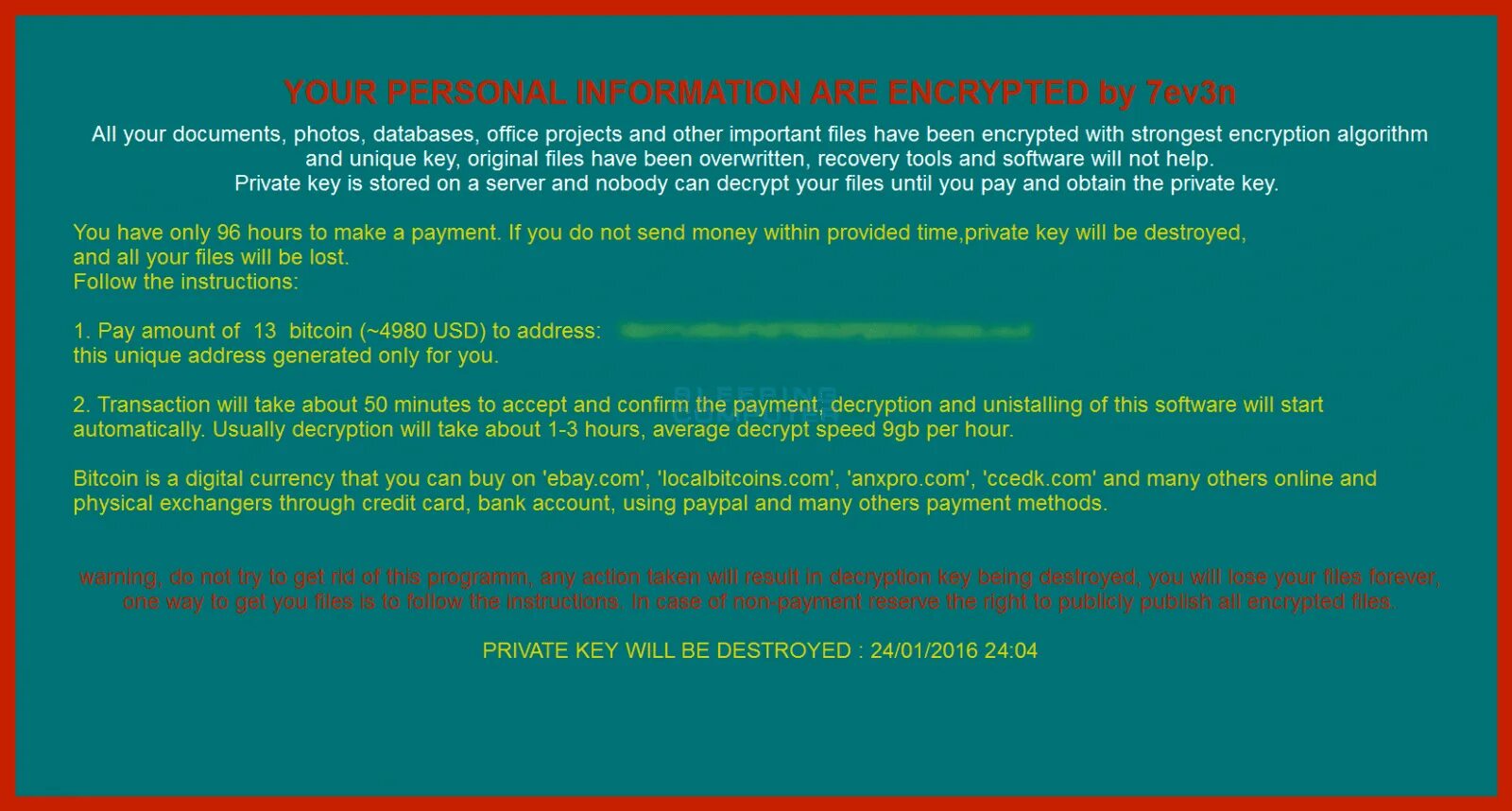 All your files have been encrypted