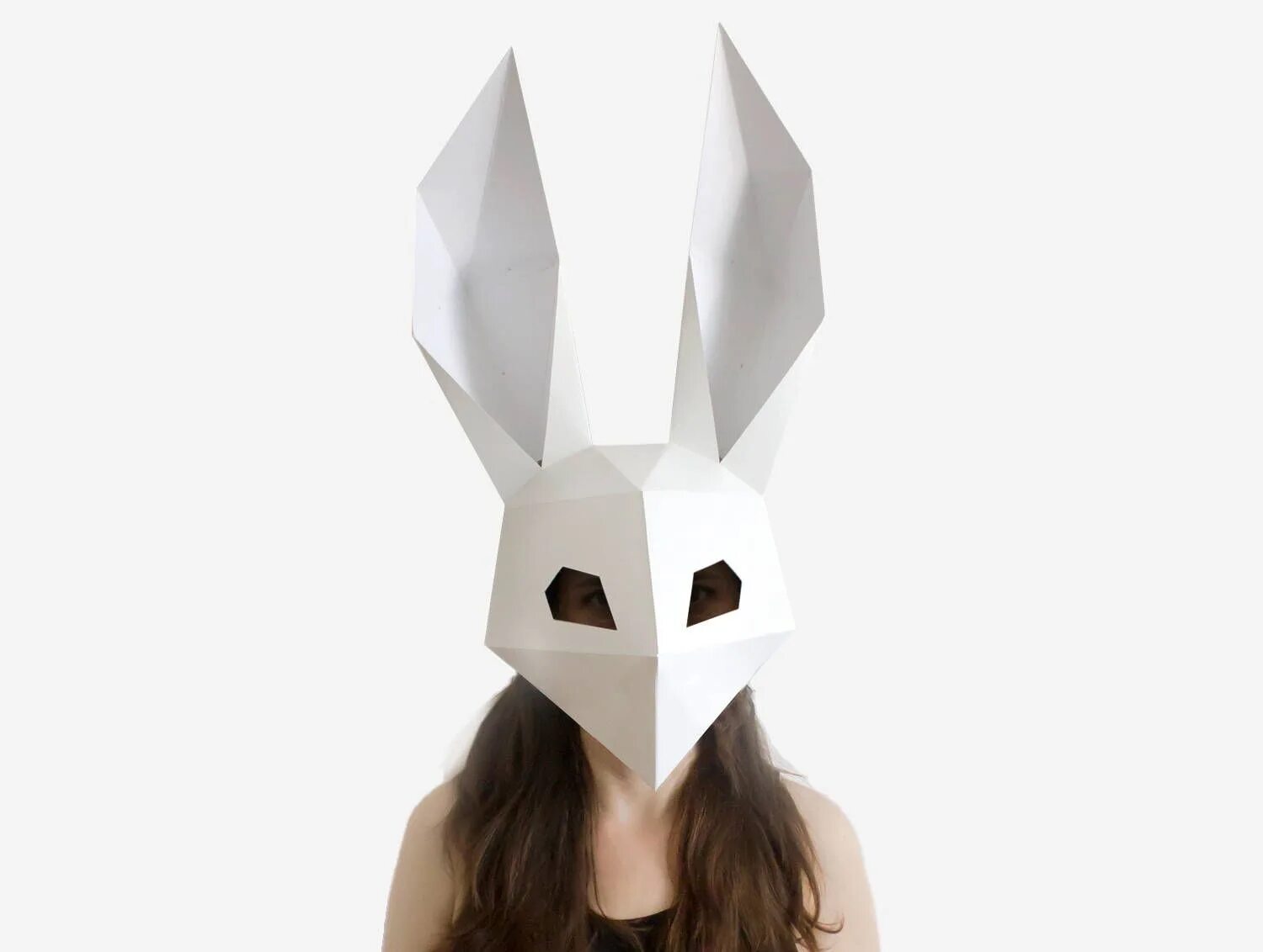 Маска зайца из бумаги. Раббит маск. маска low poly rabbit.