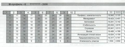Опросник шейна якоря карьеры