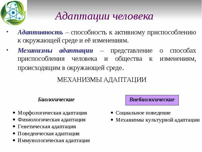 Механизмы адаптации человека. Адаптация человека к окружающей среде. Способы адаптации к изменениям. Специфика адаптации человека.