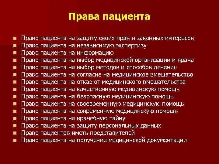 Пациент имеет право на тест