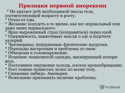 Анорексия признаки