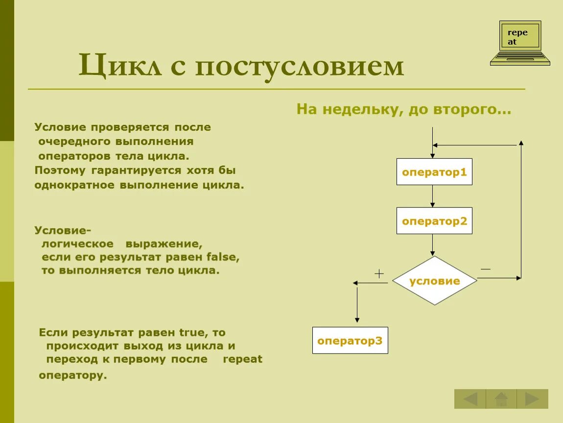 Цикл с 3 условиями. Цикл с постусловием. Цикл с постусловием до. Цикл до пример. Оператор цикла с постусловием.