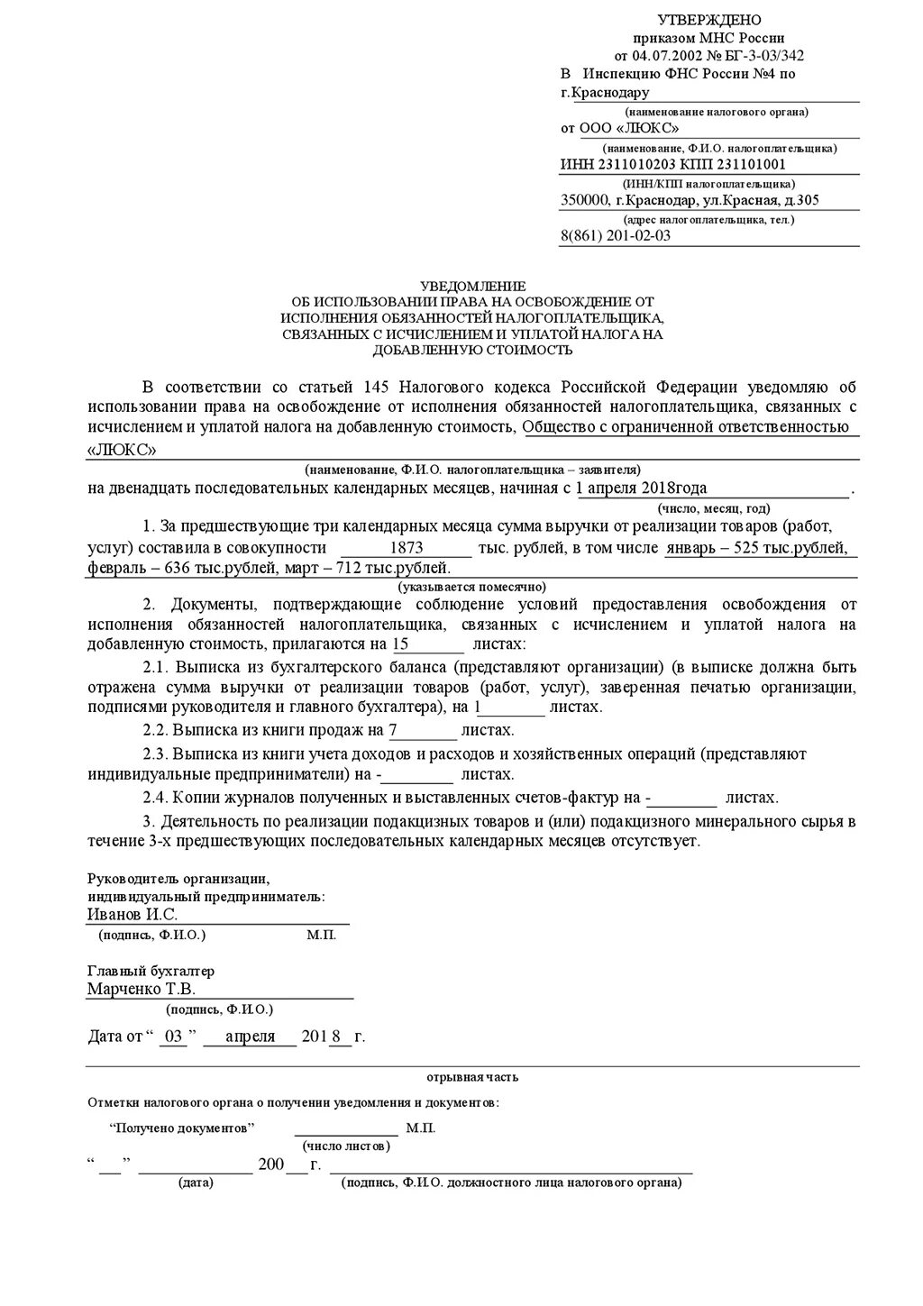 Освобождение от ндс ст 145. Уведомление о 145 НК освобождение от НДС. Уведомление об освобождении по ст 145 НК РФ. Форма уведомления об освобождении от НДС. Бланк уведомления от освобождения от НДС.