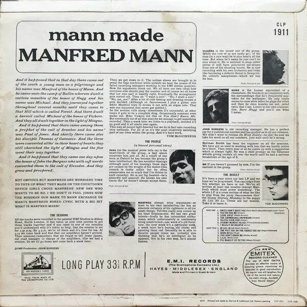 Mann ist mann. Mann made Manfred Mann. Manfred Mann Mann made 1965. Redmond Mann in Mann Manor. 'S make it (1965).