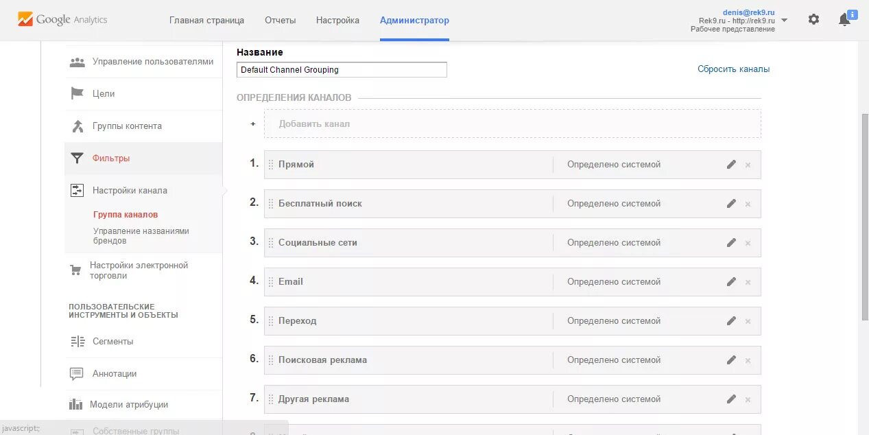 Настройка analytics. Настройки группы каналов. как настроить google analytics. как поменять язык в гугл аналитикс на русский. первоначальная настройка google analytics.