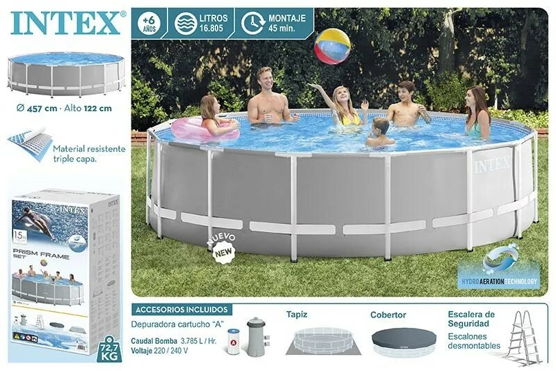Intex prism frame 26726. Бассейн интекс 457х122 каркасный. бассейн intex prism frame 26724. бассейн intex 26726. каркасный бассейн intex prism frame 26726 (shelf box), 457x122 см (комплект).