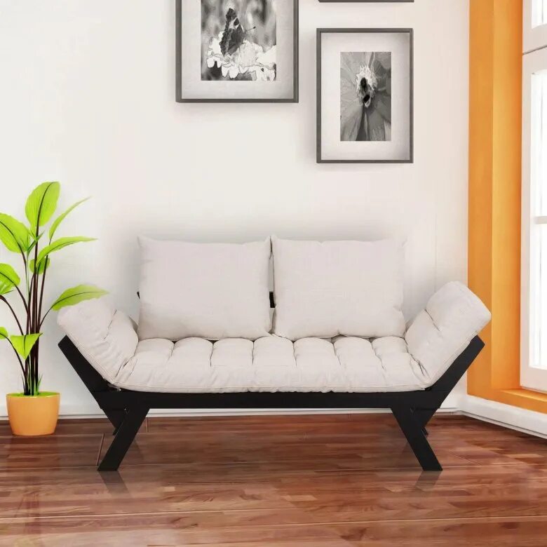 Маленький диван в современном стиле. Convertible chaise sofa кресло. деревянные диваны для гостиной. диван single sofa. диван белый с деревянными ножками.