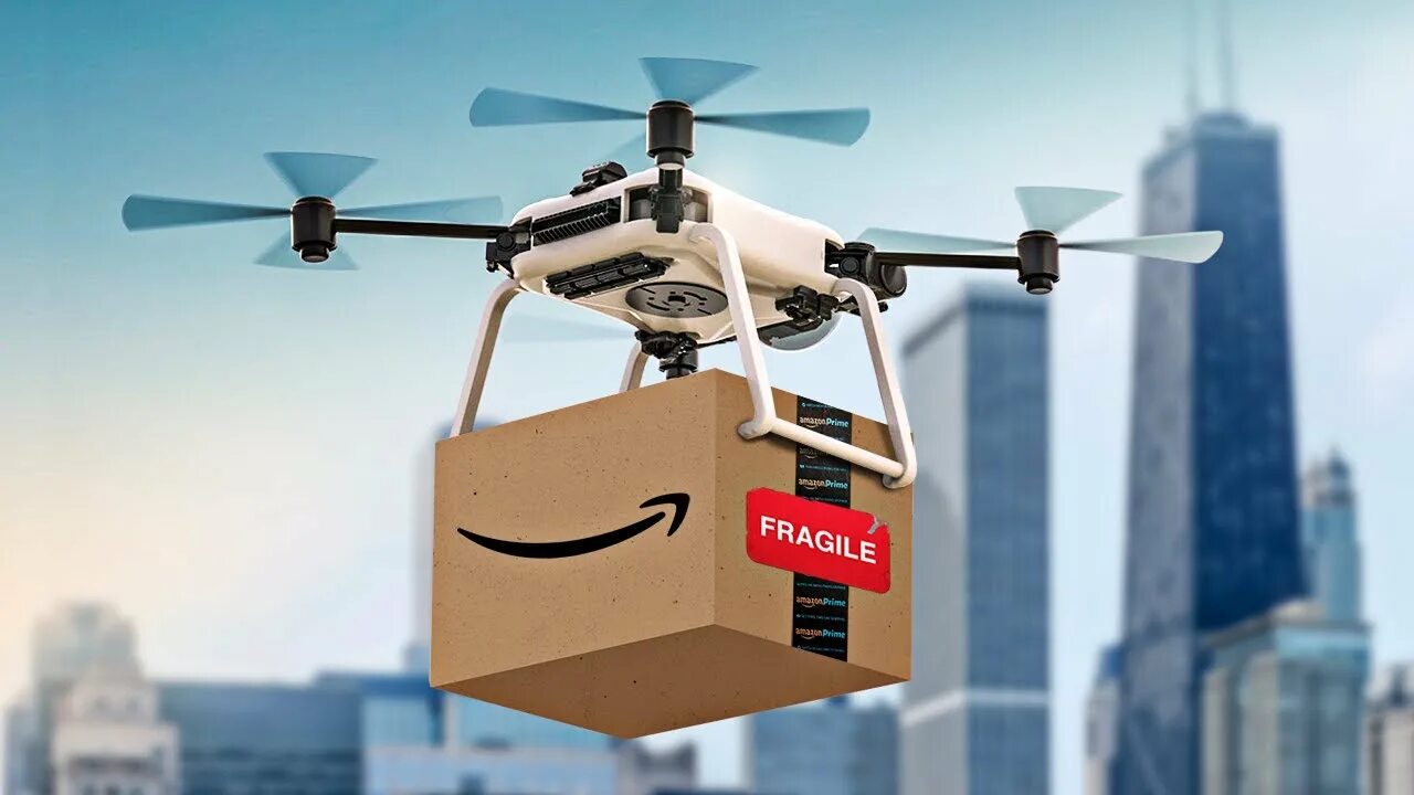 Дрон доставщик за один рейс может перемещать. Дрон доставщик amazon. беспилотники амазон. квадрокоптер доставщик. дроны доставка.