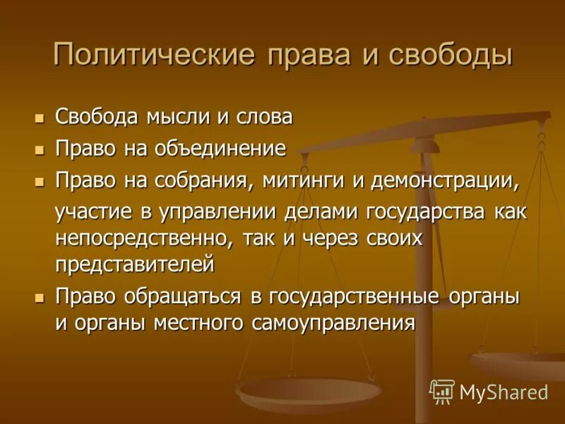 Каково значение политических прав для общественной жизни. Политические авы.