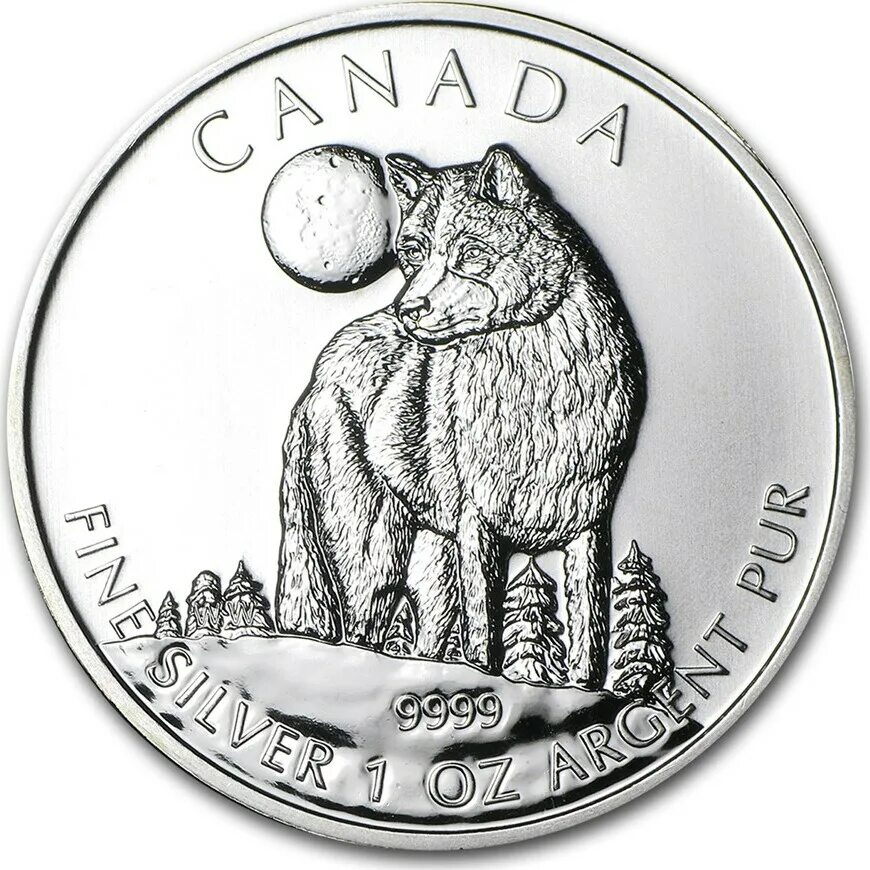 Серебряные монеты с волком. Монета Канады 5 долларов 2011г волк серебро. Монета серебро волк. Инвестиционная монета волк.