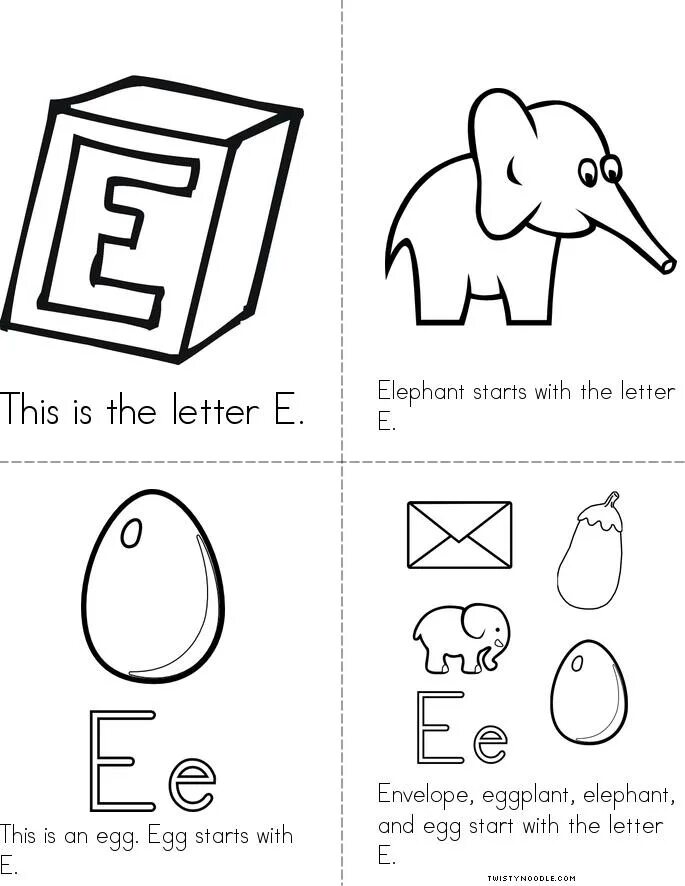 My letter book. Letter e Mini book for Kids. Book Letters. Mini book Letter ee.