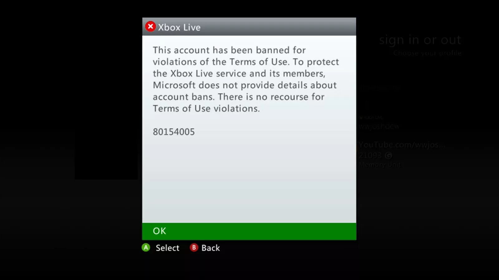 Ошибка входа xbox live. 80151103 Xbox 360 ошибка. Ошибка Xbox Live. Бан Xbox. Код ошибки при регистрации Xbox Live 8015402b.