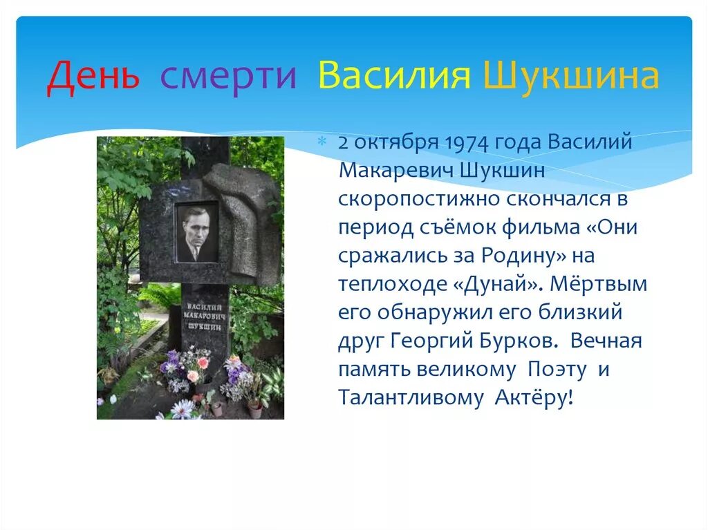 Шукшин похоронен