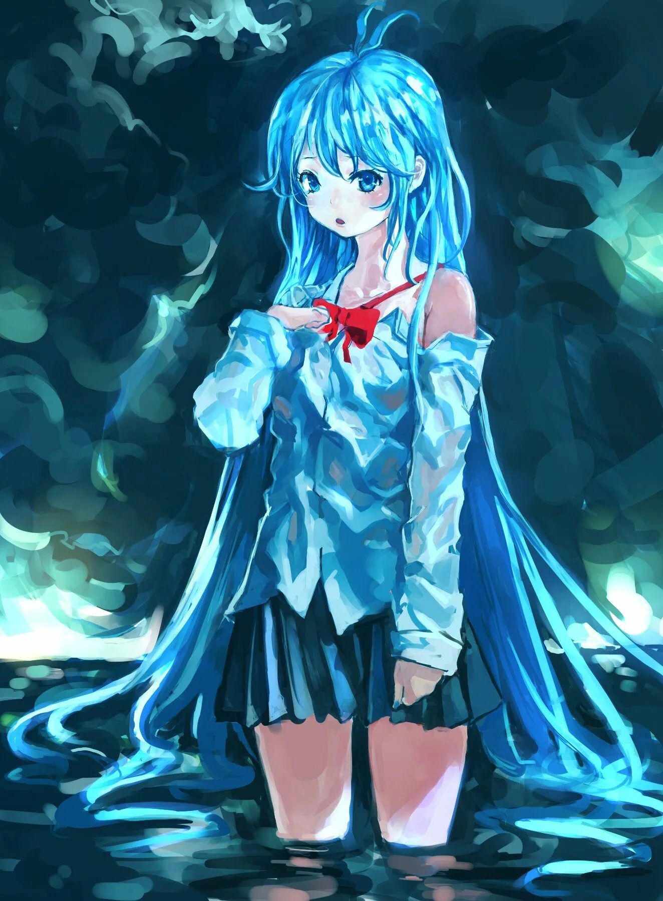 Аниме девушка с тёмно синими волосами. Аниме девушка с синими волосами. 1 синяя девочка. Школьное платье для девочки. Рин голубоволосая.
