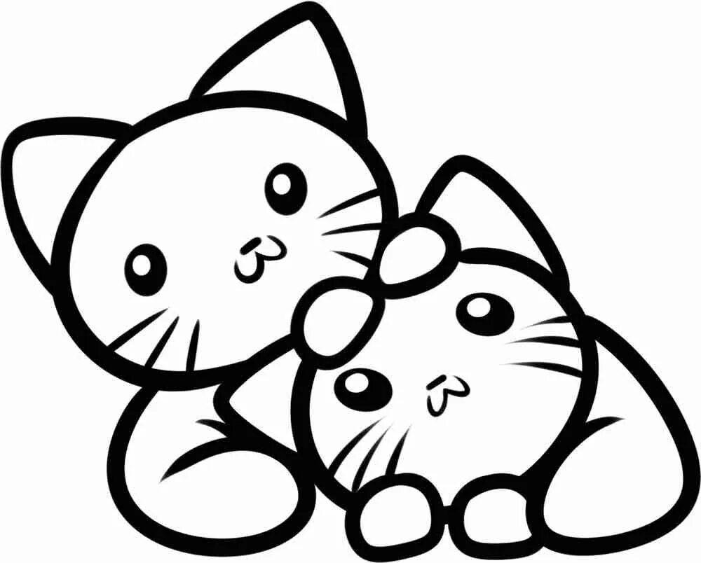 Нарисовать два котенка