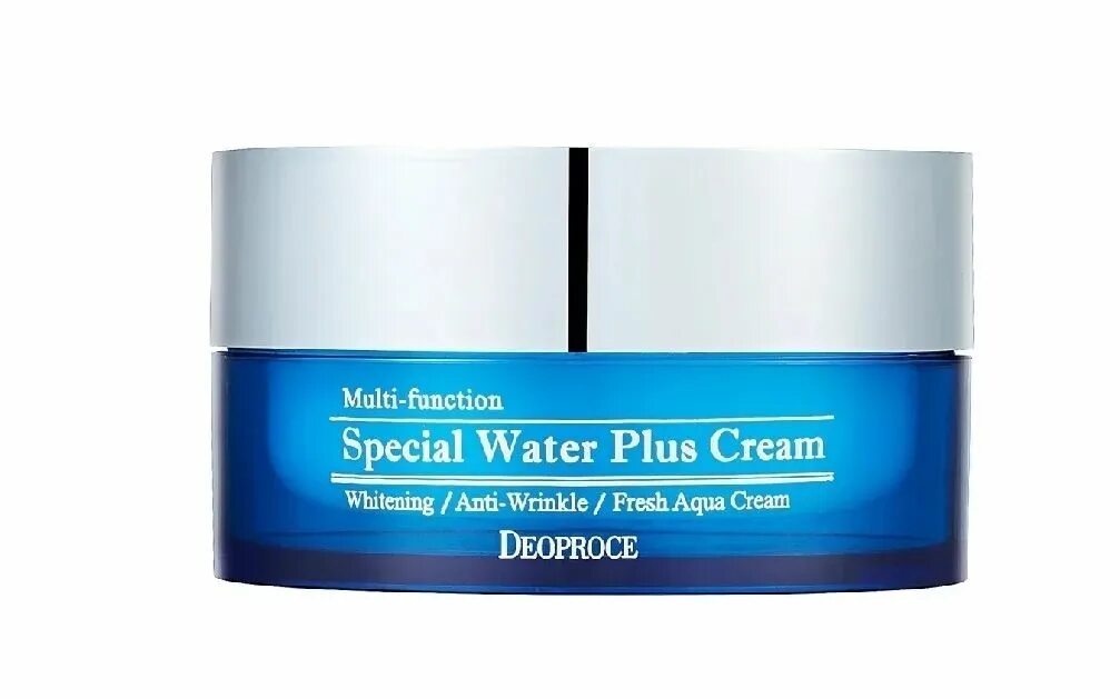 Вода плюс 30. Крем Deoproce Special Water Plus Cream 100ml. Deoproce Special Water Plus Cream 100 г. Корейский крем с гиалуроновой кислотой для лица Deoproce. Корейский крем для лица синий.