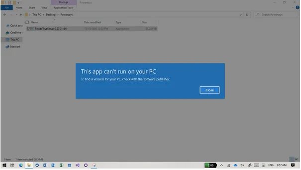 Sorry this application cannot run. Sorry this application cannot run