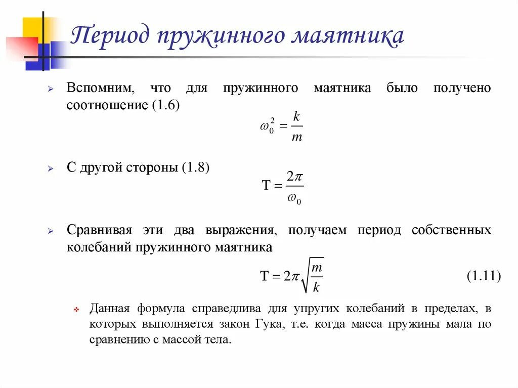 Формула для расчета периода пружинного маятника. Период колебаний пружинного маятника формула. Формула для расчета периода колебаний пружинного маятника. Формула определения периода колебаний пружинного маятника. Частота колебаний пружинного маятника определение