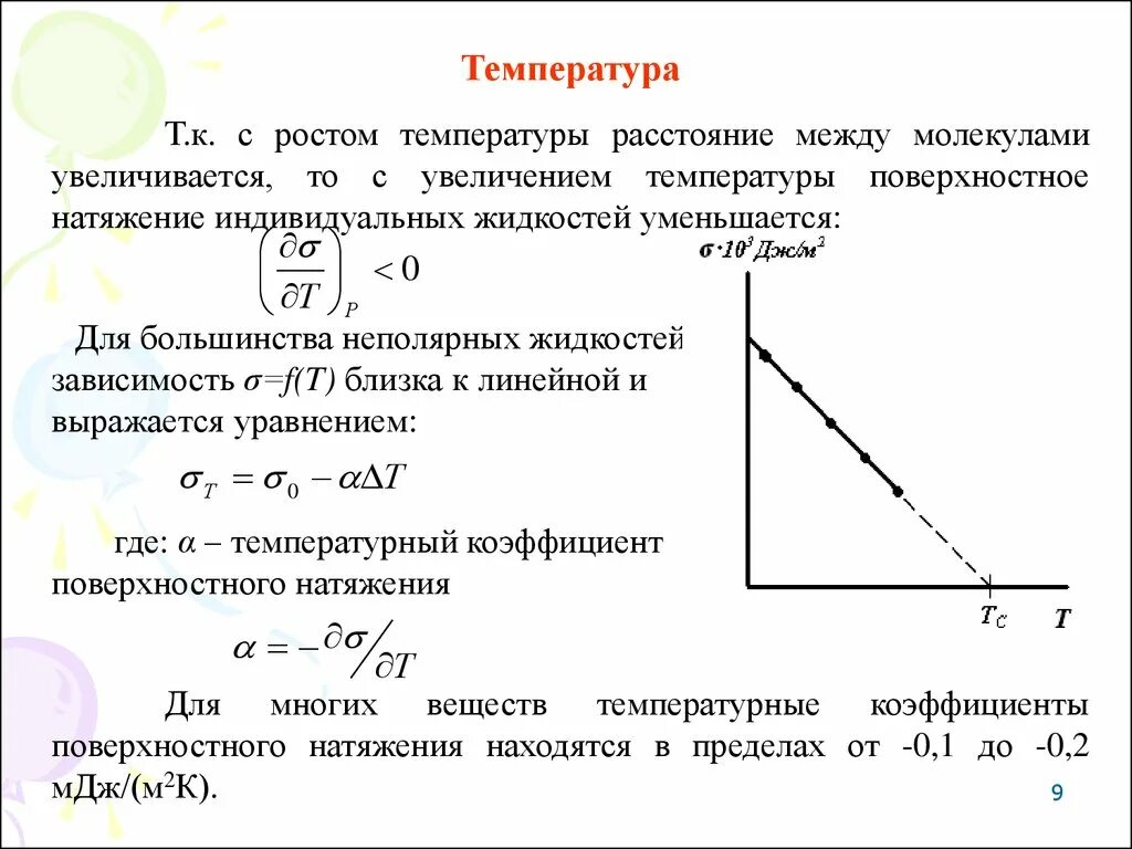 Зависимость поверхностного натяжения от температуры формула. Зависимость коэффициента поверхностного натяжения от температуры. Как зависит коэффициент поверхностного натяжения от температуры. Как зависит поверхностное натяжение от температуры.