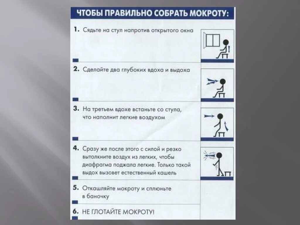 Как правильно сдавать мокроту на туберкулез. Как собрать мокроту. памятка по сбору мокроты. как собрать мокроту для анализа. как собрать мокроту памятка.