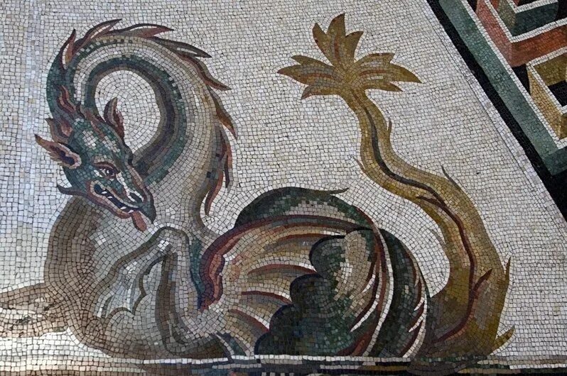 Мозаика Отриколи. Дракон из мозаики. Античные мозаики дракон.