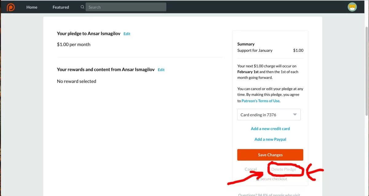 Как отменить подписку на Патреон. Платная подпиподписка на потрион. Отказ от подписки. Как отказаться от подписки на патроне.