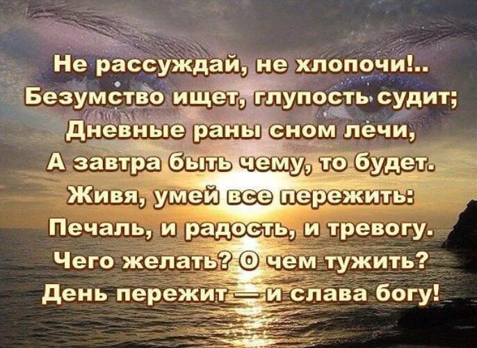 Добро нам жить не тужить. Живя умей все пережить печаль. Живя, сумей всё пережить. День прожит и Слава Богу Тютчев. День пережит и славибогу.