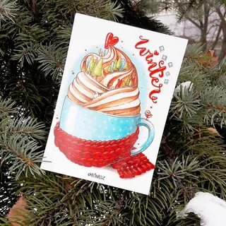 Новогодняя открытка нарисовать маркерами