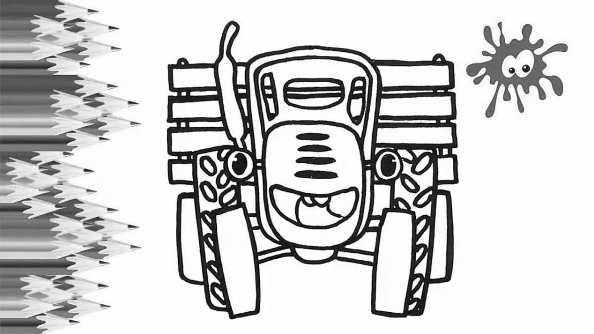 Синий трактор раскраска для детей распечатать Coloring Blue Tractor Cartoon Magic Coloring Book fun painting learning for kids