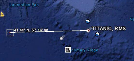 северная атлантика титаник карта. путь титаника на карте. показать на карте место крушения титаника. место гибели титаника со спутника. место гибели титаника со спутника.