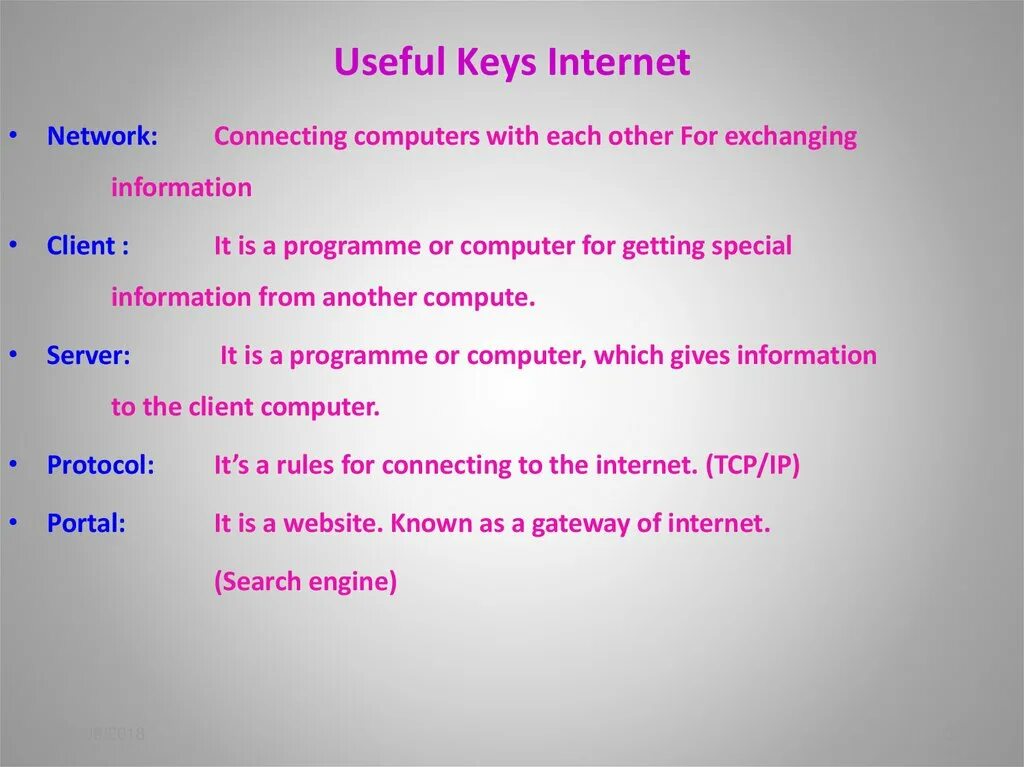 Useful and non-useful Sides and Internet. Useful to Society. Computers connected to each other. Role keys