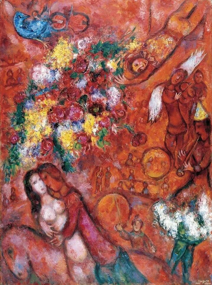 Marc Chagall (1887-1985), Bouquet blanc aux nuages ou L'âne lisant ou Le livre e
