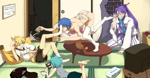 kagamine len, kaito, kamui gakupo, and hatsune mikuo (vocaloid) drawn by ji...