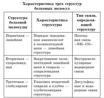 Структурные признаки белков
