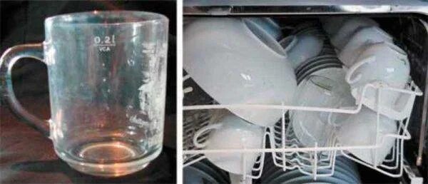 Белый налет на посуде и в посудомоечной машине. Белый налет на стаканах после посудомойки. Налёт на посуде после посудомойки. После посудомойки посуда в белом налете. Налет на посуде после мытья