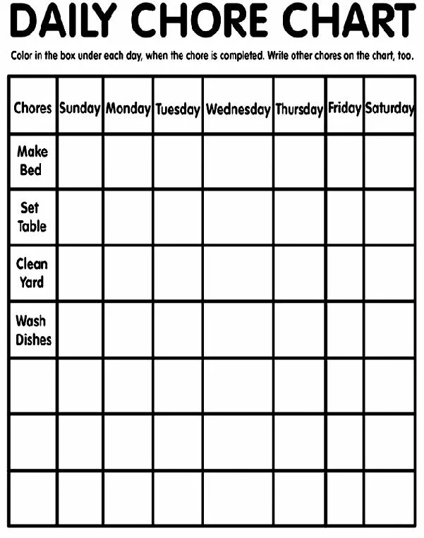 Daily chores. Daily chores. Household chores. Daily chores. Financial rewards for the household chores.