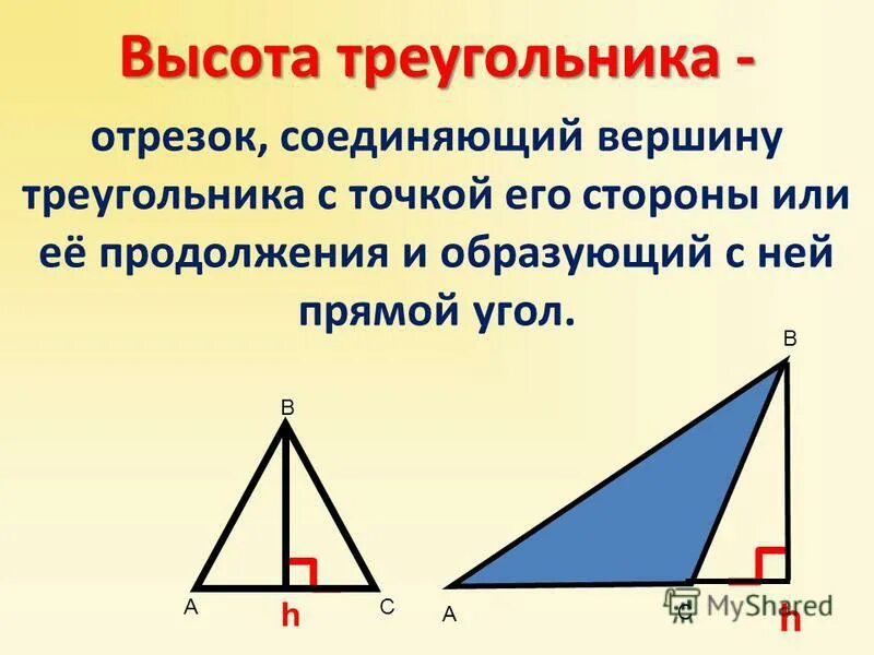 Что такое высота треугольника